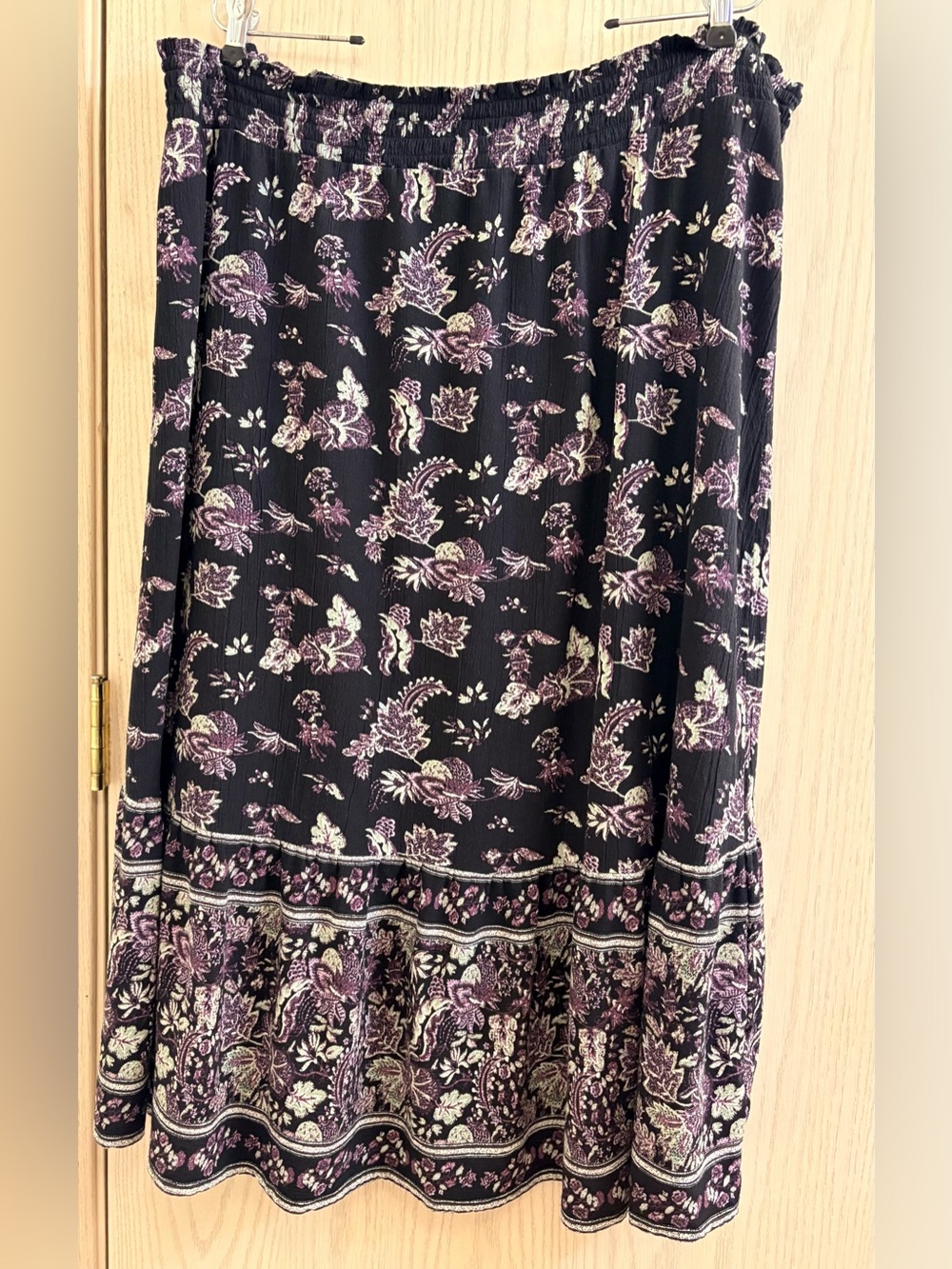 Wonderly Black Maxi Skirt with Purple & Cream Floral Print - Picture 2 of 4